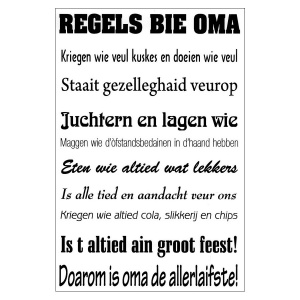 Tekstbord bie oma