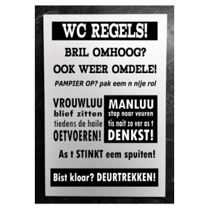 Groninger tekstbord: wc regels...