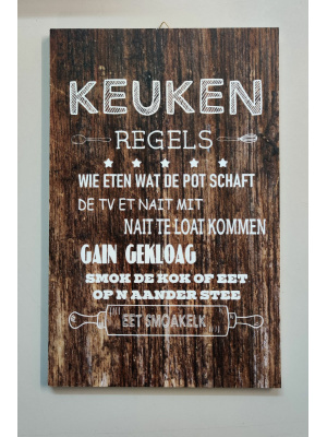 Keukenregels tekstbord Groninger artikelen