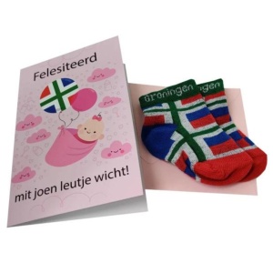 Groninger geboortekaart dochter met sokjes
