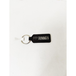 Sleutelhanger Groningen Zwart leer