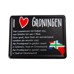 Magneet zwart metalen bordje Groningen