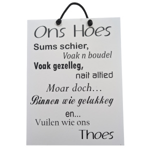 Tekstbord Ons Hoes