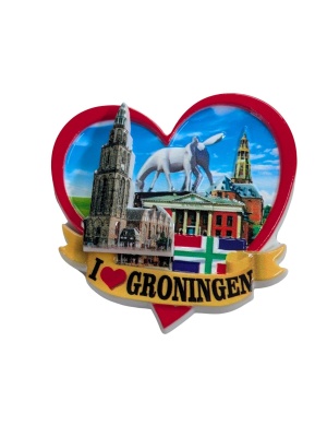 Magneet hart Groningen met veer
