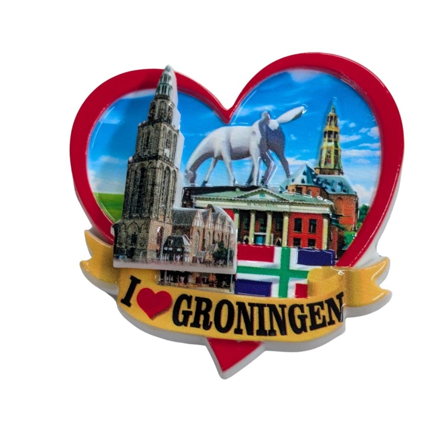 Magneet hart Groningen met veer