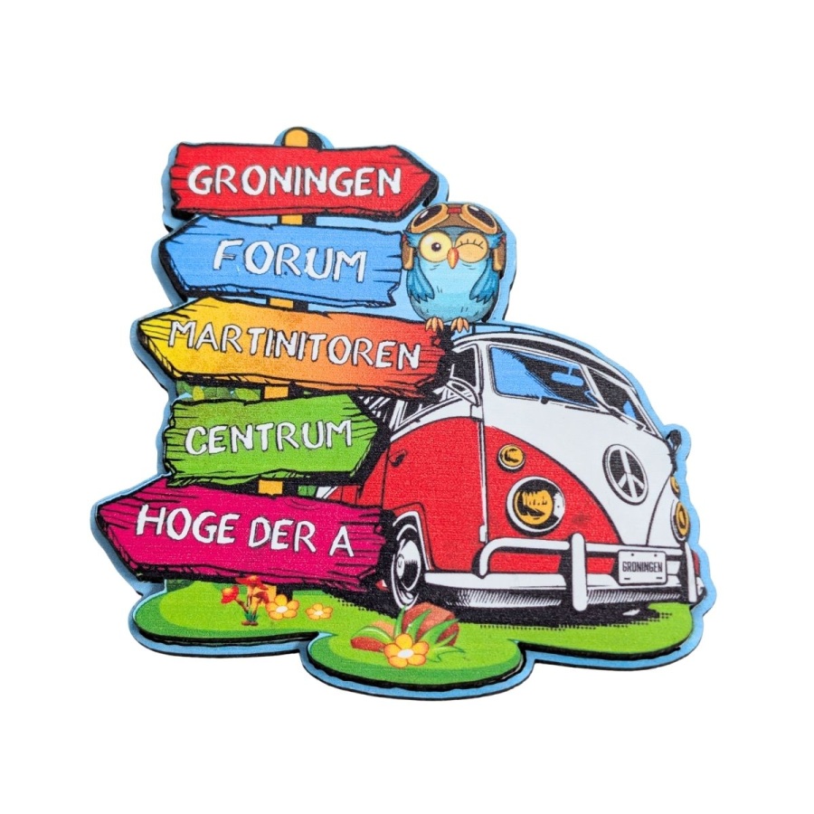 Magneet Groningen hout VW busje
